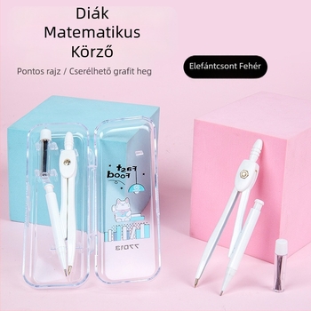Fém térkörző készlet diákok számára – sokoldalú geometriai rajzeszközök, modell 77013; méretek 12,5×4,5 cm; csomagolás 1/12/360