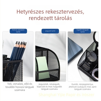Deli 8903 Négyzet alakú fém tolltartó, többfunkciós asztali rendező