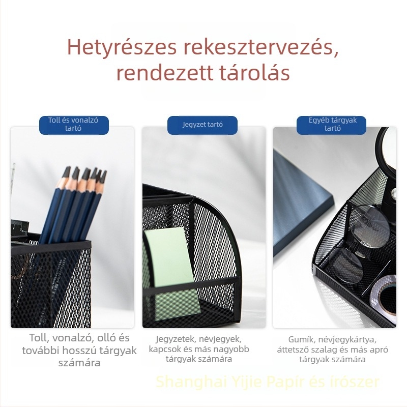 Deli 8903 Négyzet alakú fém tolltartó, többfunkciós asztali rendező