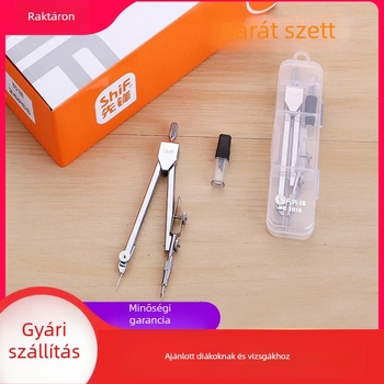 Kovaközpontú körző készlet diákoknak – geometriai rajz és mérnöki gyakorlat, tartalmaz körzőket és grafitbetéteket, modell XF3010, 24 darabos doboz