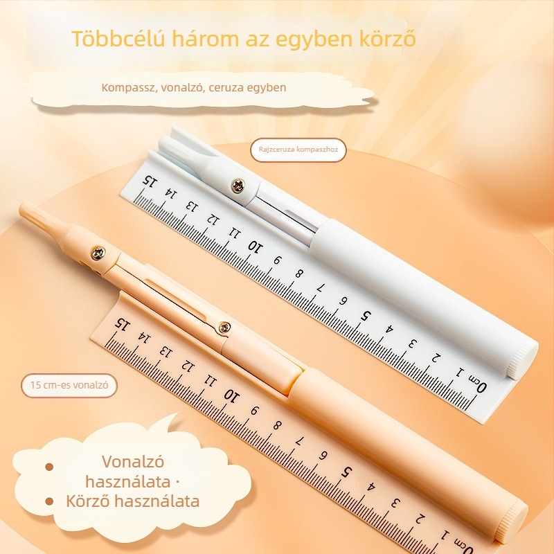 Három az egyben rajzeszköz készlet: körző, vonalzó és ceruza – műanyag, Xiaoyuer modell a Little Fish-től