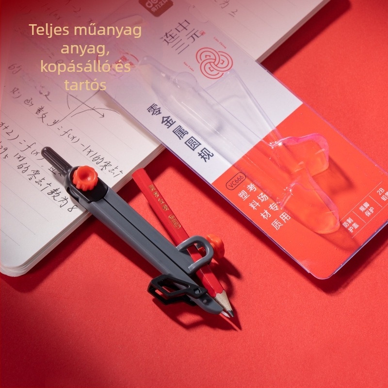 Deli VC666 háromfunkciós körző készlet általános iskolásoknak, műanyag, termékkód 140023765, modell VC666, csomagolás 288/24/1