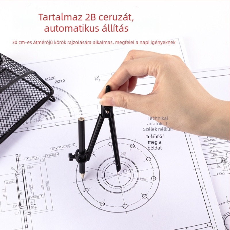 Fém körző, modell 72159, tartalmaz 2B ceruzát