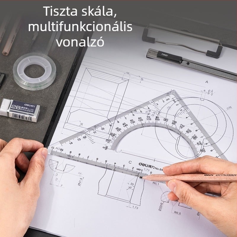 DELI 72156 Mechanikus rajzkészlet — fémből készült, körző készlet
