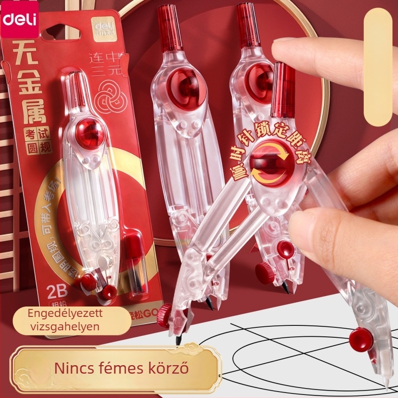 Deli fém körző és vonalzó készlet vizsgákhoz, VC985 és VC666 modellek, anyag: fém, csomagolás: 288 darab