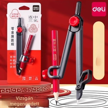 Deli vc666 fémmentes körző és vonalzó készlet körök rajzolásához, 2B ceruza