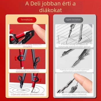 Deli vc666 fémmentes körző és vonalzó készlet körök rajzolásához, 2B ceruza