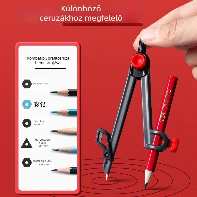 Deli vc666 fémmentes körző és vonalzó készlet körök rajzolásához, 2B ceruza