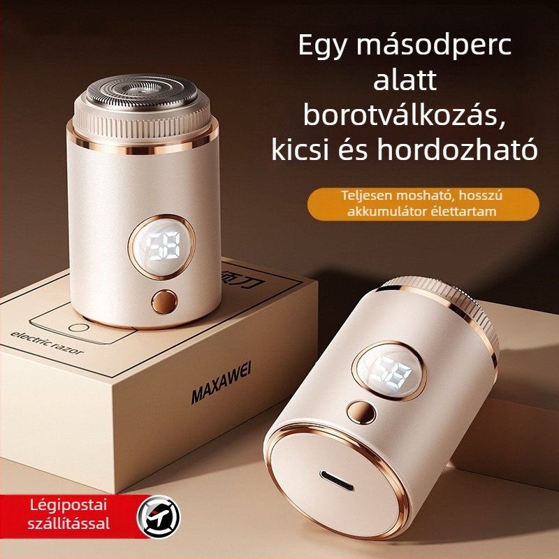 Férfiak elektromos borotvája brushless motorral, úszó háromgyűrűs fej és 18 penge, USB‑C gyors töltés, beépített 500–800 mAh akkumulátor, 60+ perc üzemidő