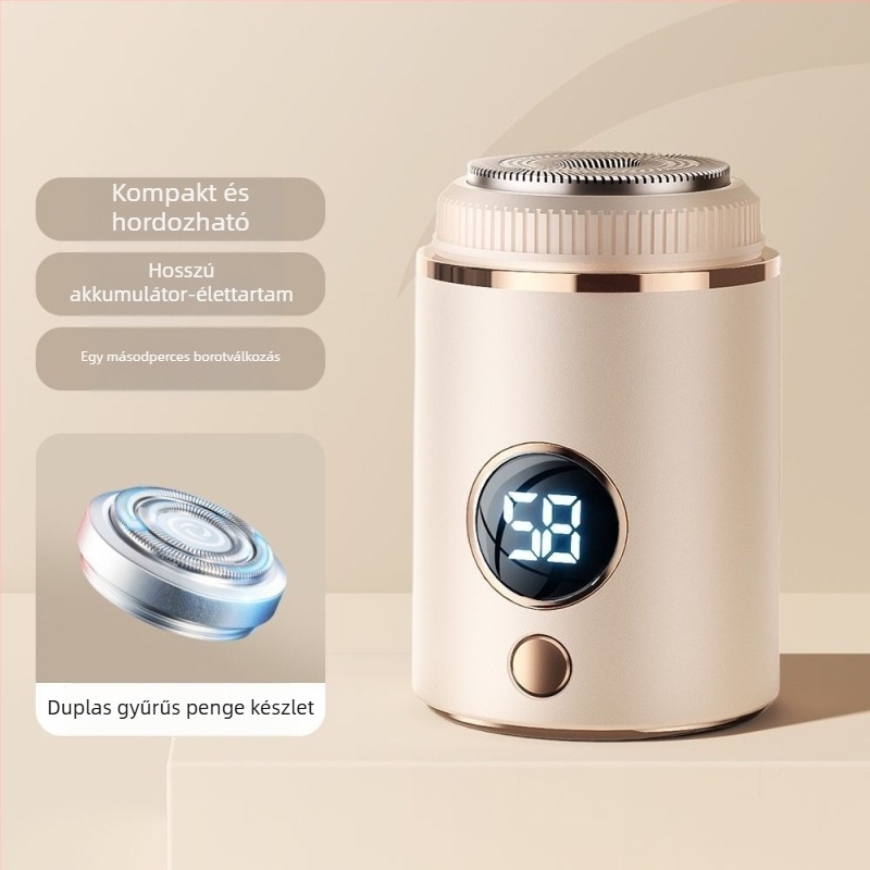 Férfiak elektromos borotvája brushless motorral, úszó háromgyűrűs fej és 18 penge, USB‑C gyors töltés, beépített 500–800 mAh akkumulátor, 60+ perc üzemidő