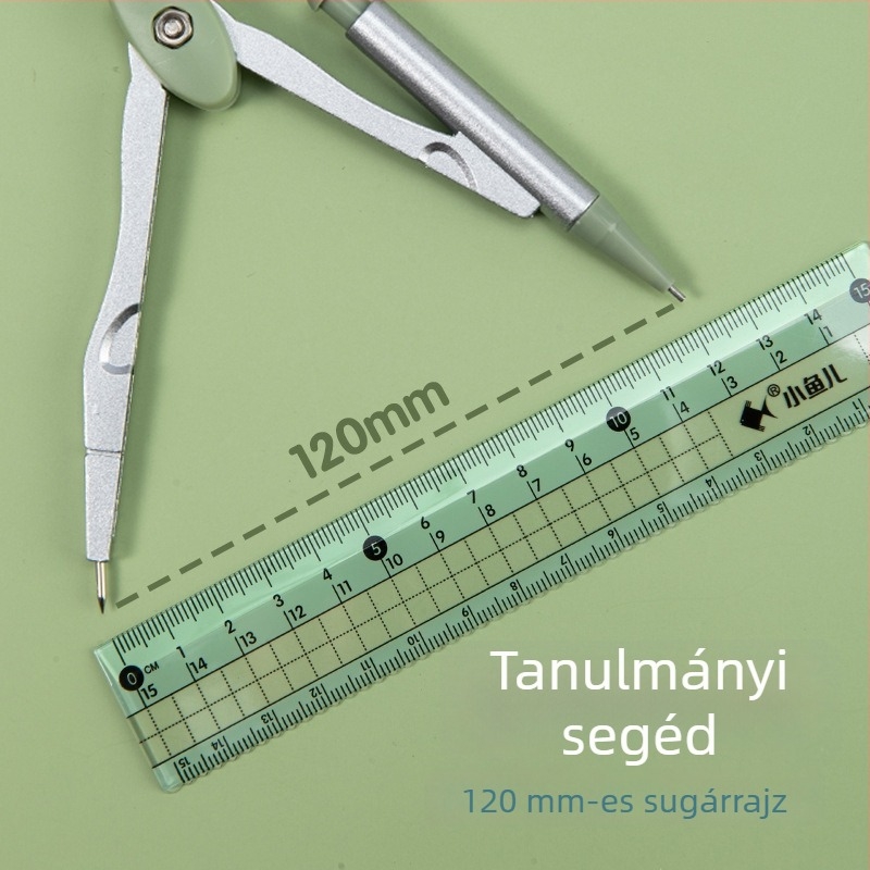 Little Fish 2220 Cinkötvözetes vonalzó és körző készlet háromszögvonalzóval