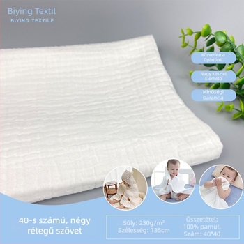 100% pamut, négyrétegű vastag crepé anyag bubble gauze textúrával, állatmintás, bleached, babaruhák és kismama ruházathoz (ősz–tél)
