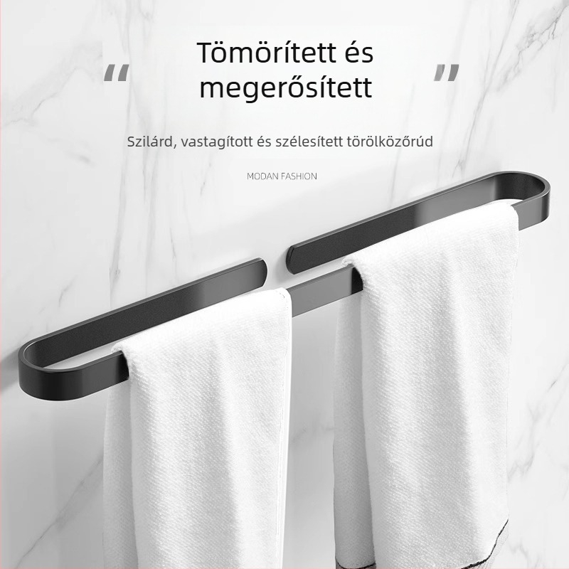 Fúrás nélküli törölközőtartó egyenes rúd – alumínium ötvözet, oxidált felület, 30 kg terhelhetőség, északi stílusú modern egyszerűség