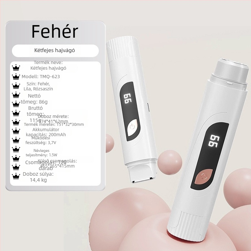 TMQ-623 Elektromos borotva és szőrzeteltávolító, gyémánt pengével, USB-ről tölthető, nedves és száraz használat, egész testre