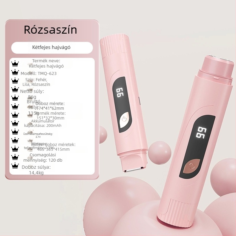 TMQ-623 Elektromos borotva és szőrzeteltávolító, gyémánt pengével, USB-ről tölthető, nedves és száraz használat, egész testre
