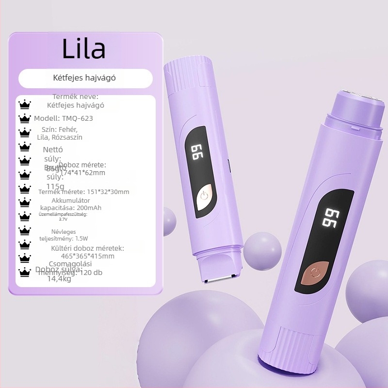 TMQ-623 Elektromos borotva és szőrzeteltávolító, gyémánt pengével, USB-ről tölthető, nedves és száraz használat, egész testre