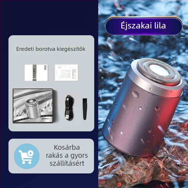 KS-Mini8 elektromos borotva, forgó fej, vízálló, 2 órás üzemidő, kompakt utazó borotva