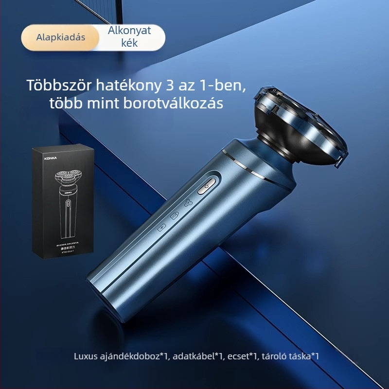 KS-Mini8 elektromos borotva, forgó fej, vízálló, 2 órás üzemidő, kompakt utazó borotva