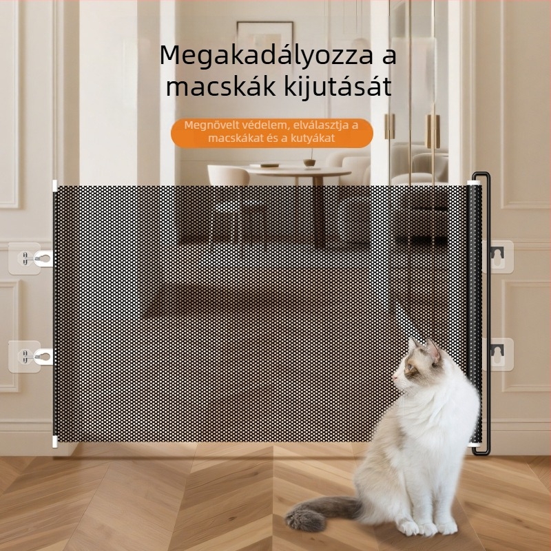 Jun Chang PVC Kihúzható háziállatkerítés L3939 — macska menekülés elleni kapu, bejárati és kimeneti korlát, macskaajtó