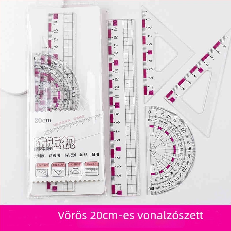 Centiméteres vonalzó – Szemvédelem miopía ellen, Kettős skála, Átlátszó, Műanyag, Diákok számára