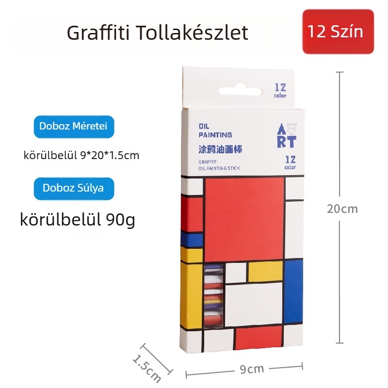 Gyerekeknek szóló művészeti készlet: 12 színű olajpasztell ceruzák, viaszk kréták, színes ceruzák és akvarell tollak - MEI KE M5031, alapvető művészeti kellékek