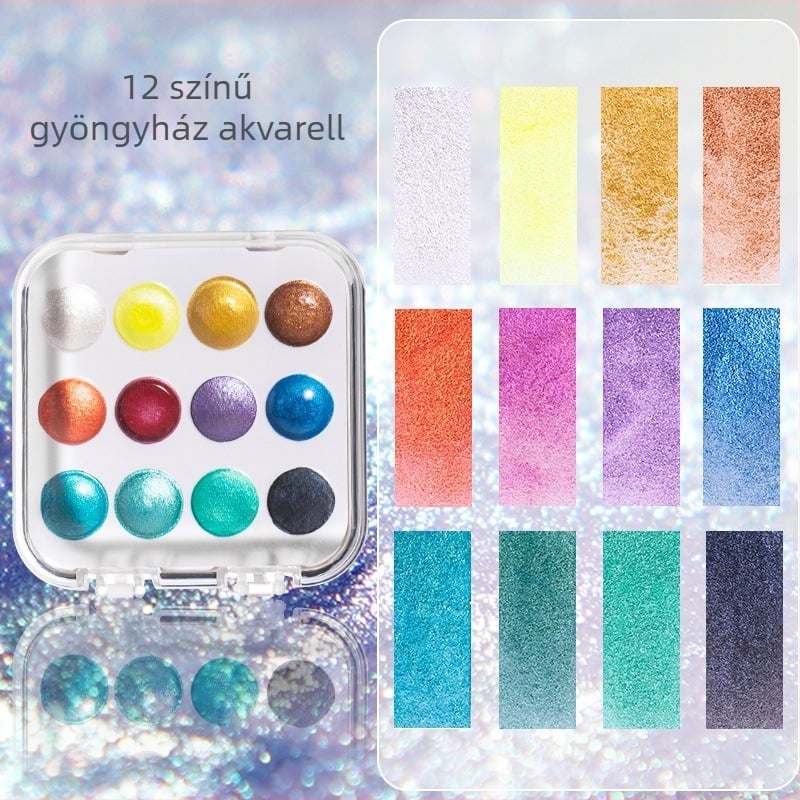 Gyöngyházfényű akvarell pigmentkészlet művészeti hallgatók számára — Rubles, akvarell festék, csomagolás: egy doboz