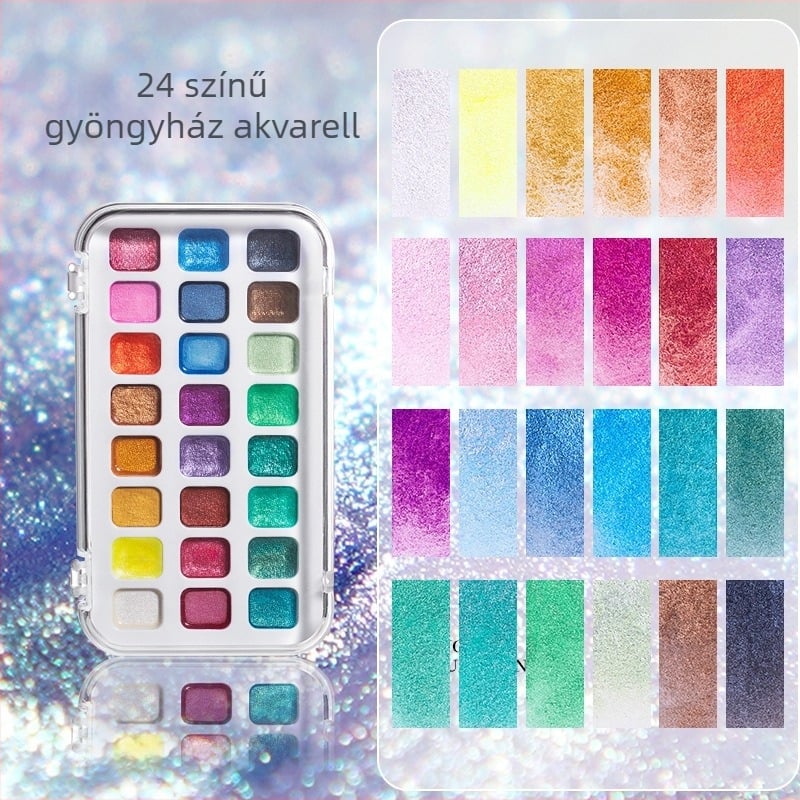 Gyöngyházfényű akvarell pigmentkészlet művészeti hallgatók számára — Rubles, akvarell festék, csomagolás: egy doboz