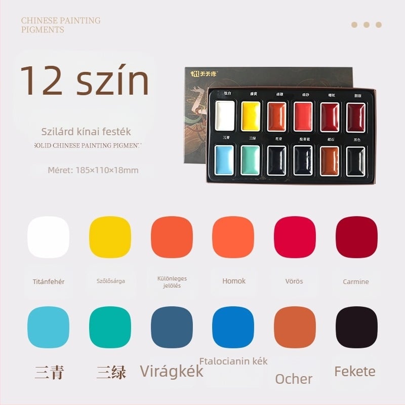 Kínai festészeti pigmentkészlet, 10 ml, papírdobozos csomagolás, egy doboz, kínai festészethez — márka Tt/practice every day