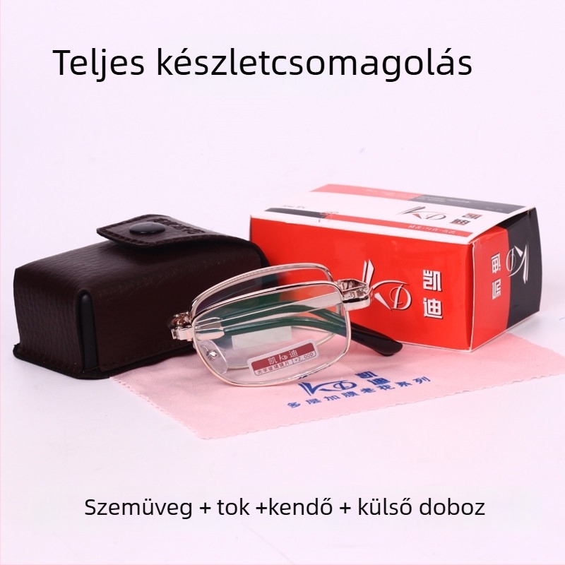 Kaidi 818 olvasószemüveg, vintage stílus, teljes fém keret, üveg lencsék UV- és sugárzás elleni védelem