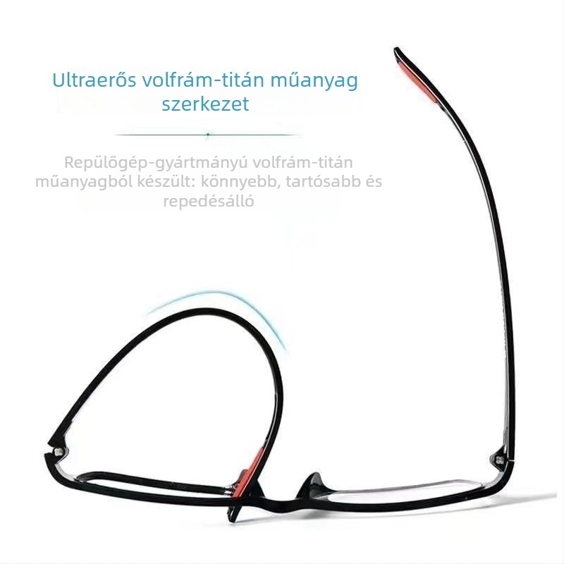 Olvasó szemüveg, ultrakönnyű, kékfény elleni, UV- és radiációálló, teljes keret, ovális forma, műanyag+fém keret