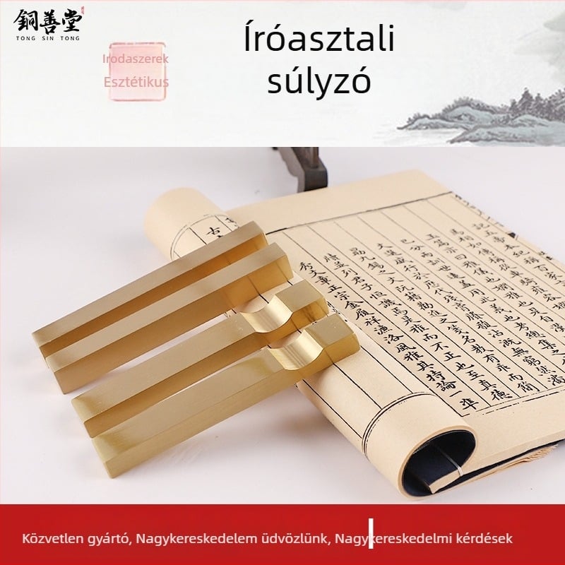 Copper Shantang rézből készült Paperweight és ecsettartó kalligráfiához, asztali dekoráció, Modell: Paperweight