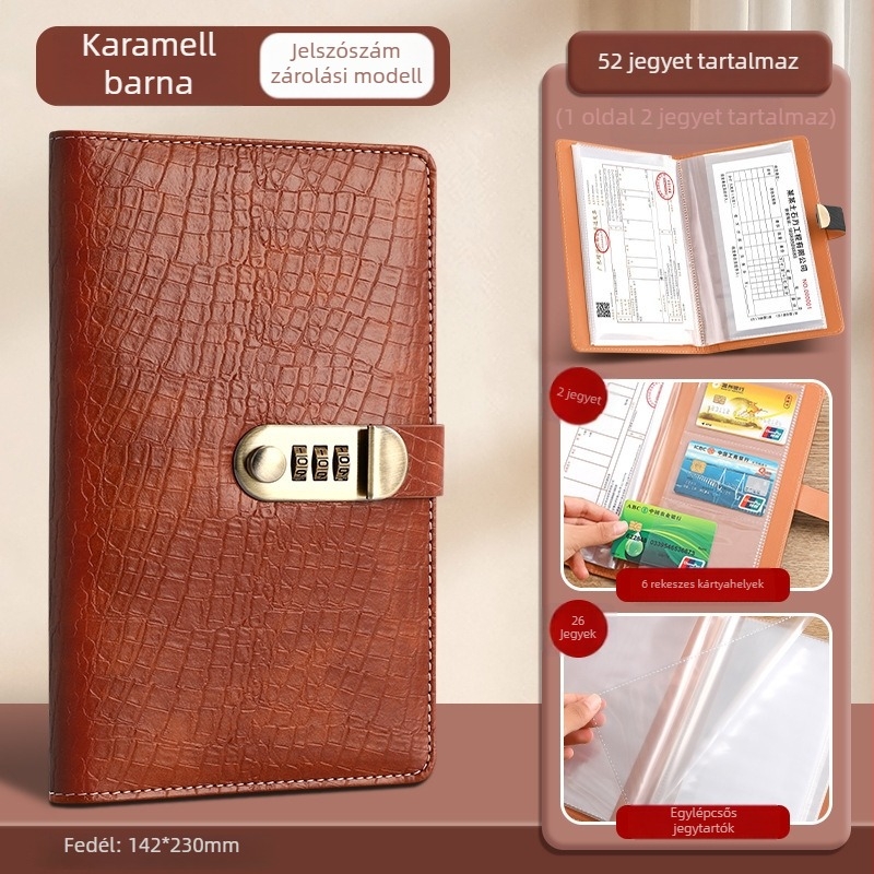 Hongyang Krokodil minta jelszós záras pénzkönyv, PU anyag, modell 11, logó nyomtatás elérhető