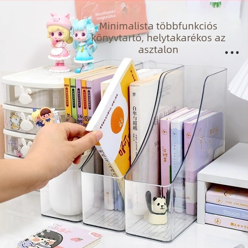 Átlátszó asztali könyvtartó; műanyagból; csomagolás: 1 db; nem importált