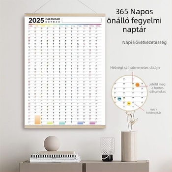 Önfegyelmezési naptár falra, kemény kötés, különleges papír, teljes év, egyszerű és modern stílus