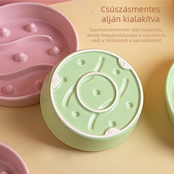 Kerámiából készült lassú etetésű tál háziállatok számára, fulladás elleni védelemmel és felborulás elleni kialakítással, macskáknak és kutyáknak