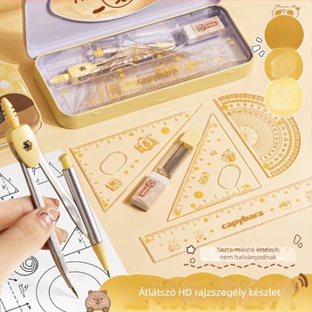Kaba Bear négy darabos vonalzó készlet, modell KBX-3114, műanyag, diákok számára