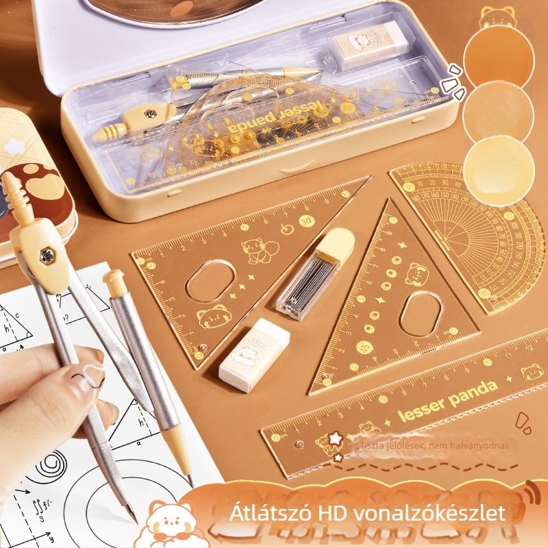 Kaba Bear négy darabos vonalzó készlet, modell KBX-3114, műanyag, diákok számára