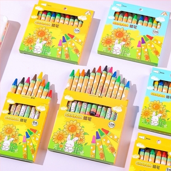 Gyerekeknek szánt olajpasztell készlet dobozban – modell a1229, törölhető, papírból készült tokozás, több színű utántöltők