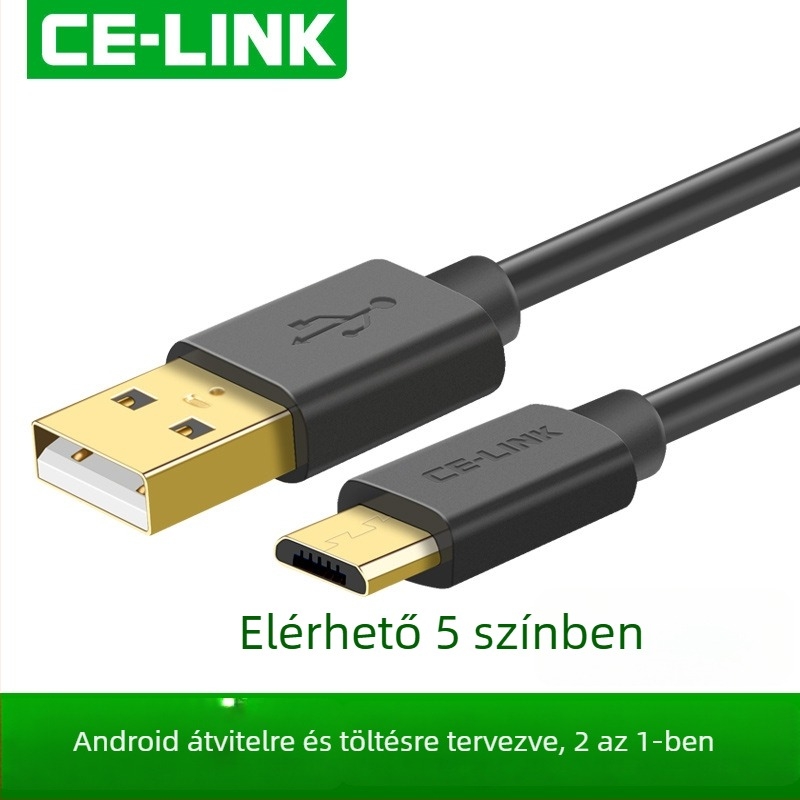 CE-LINK Micro USB adatkábel Huawei Android telefonokhoz – 18W maxim kimenet, tiszta réz vezető, fonott + alumínium fóliás árnyékolás, automatikus kikapcsolás
