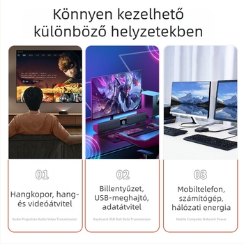 USB-C adatkábel gyorstöltéssel, PVC, 60W, 1–2 m, HDMI, Mini USB, Micro USB, Type-C