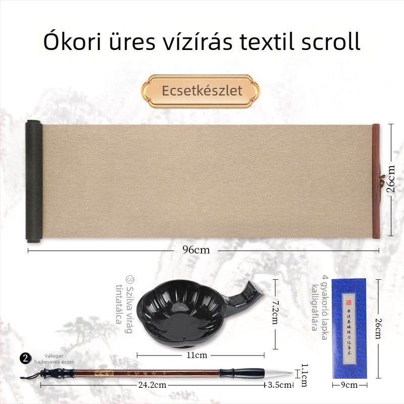 Vízírás kendő tekercs - nem szőtt anyagból, téglalap alakú, kaligráfia és festés gyakorlásához