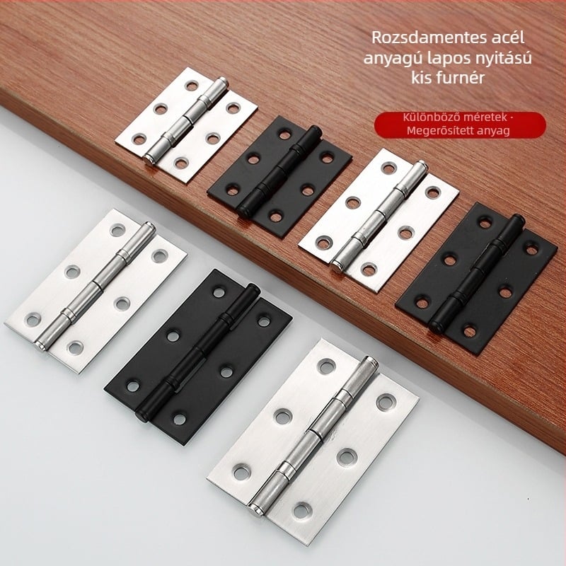 Rozsdamentes acélból készült pántok szekrényekhez, ajtókhoz és ablakokhoz; modell: bearing hinge; felületkezelés: brushed és spray; stílus: modern minimalizmus.