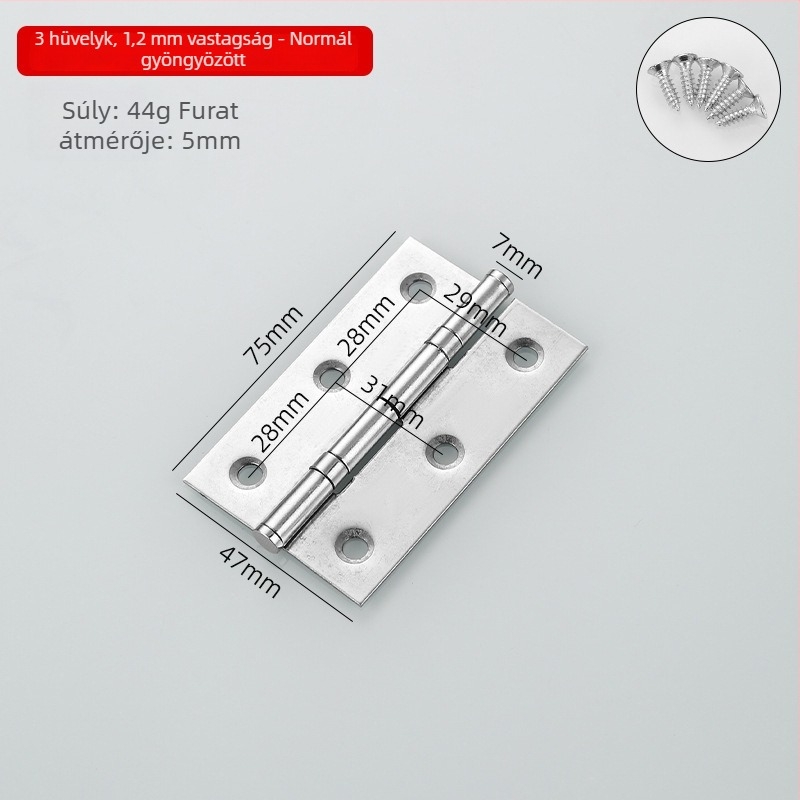 Rozsdamentes acélból készült pántok szekrényekhez, ajtókhoz és ablakokhoz; modell: bearing hinge; felületkezelés: brushed és spray; stílus: modern minimalizmus.