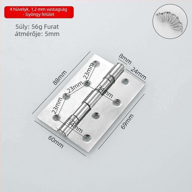 Rozsdamentes acélból készült pántok szekrényekhez, ajtókhoz és ablakokhoz; modell: bearing hinge; felületkezelés: brushed és spray; stílus: modern minimalizmus.