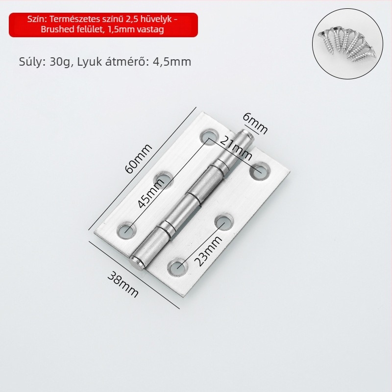 Rozsdamentes acélból készült pántok szekrényekhez, ajtókhoz és ablakokhoz; modell: bearing hinge; felületkezelés: brushed és spray; stílus: modern minimalizmus.