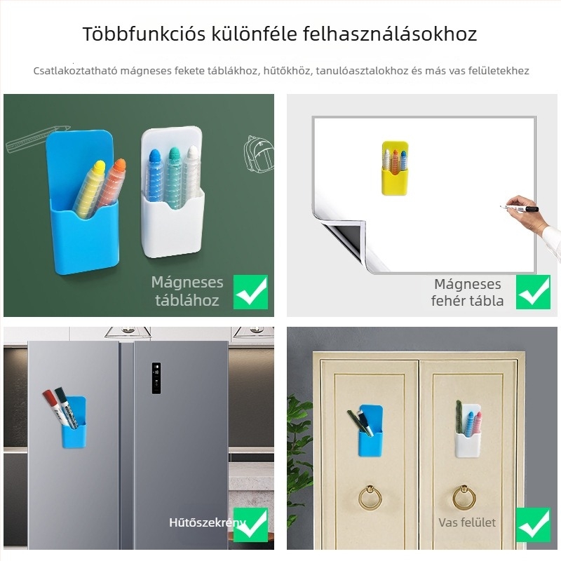 Mágneses tolltartó, műanyag, négyszögletes alak, nyomtatott logó, testreszabható gyártás, licencelhető magánmárka