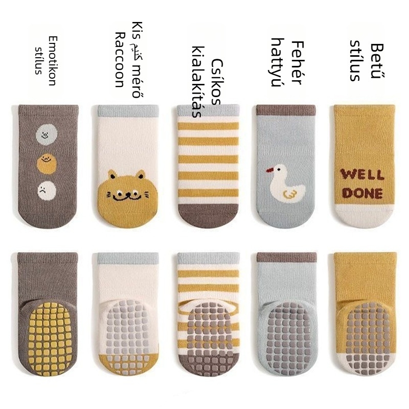 Baba pamut zokni középmagas szárú, csúszásmentes gumitalppal, lélegző, tavasz–ősz