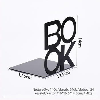 Fém könyvállvány irodai és iskolai használatra – Modell 2013, Anyag: Fém, Nettó súly: 140 g, Csomagolás: 24 db/karton