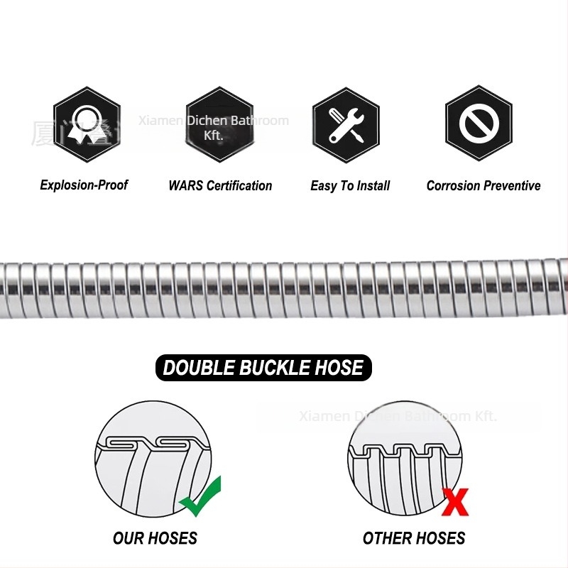 Zuhanycső DCR-2303-16, rozsdamentes acél test és sárgaréz csatlakozók, EPDM belső cső, G1/2 csatlakozás, 4-portos, működési hőmérséklet 0-100°C