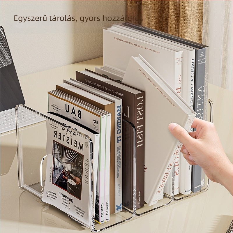 Asztali könyvállvány elválasztóval - irodai rendező PET átlátszó, modell 2234, 600 g, 2 darabos készlet